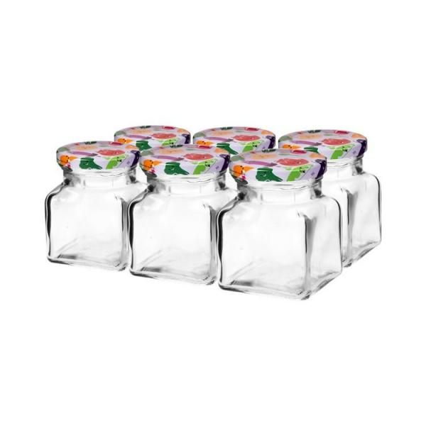 Zavařovací sklenice 120ml + barevné víčko 53 mm, 6 ks