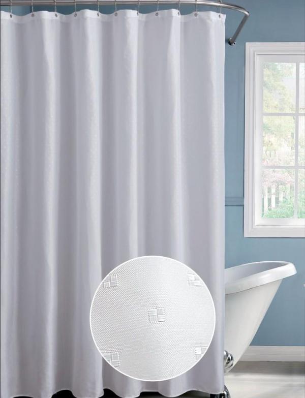 Koupelnový závěs 180x200 cm PES, Jaquard, bílý