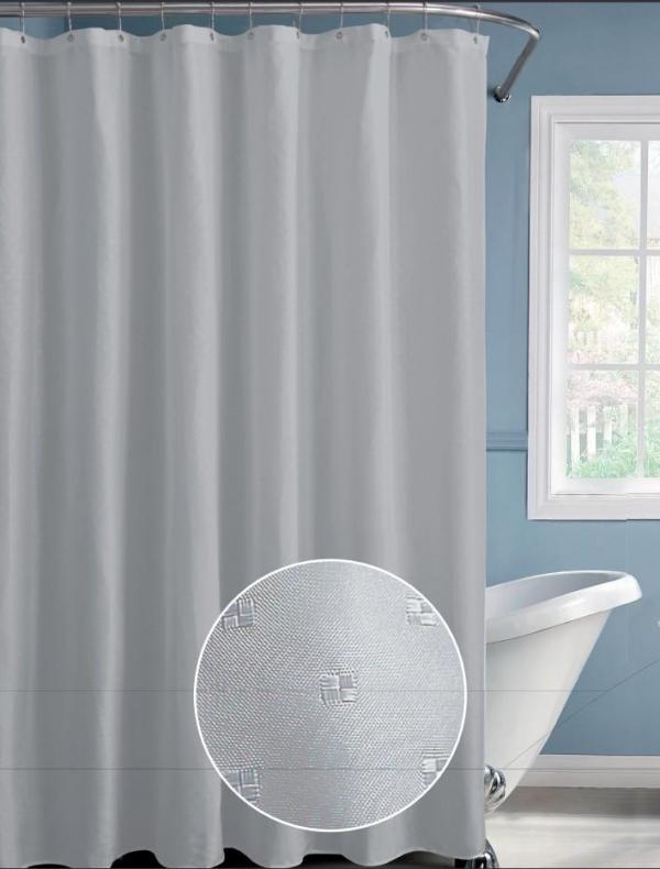 Koupelnový závěs 180x200 cm PES, Jaquard, šedý